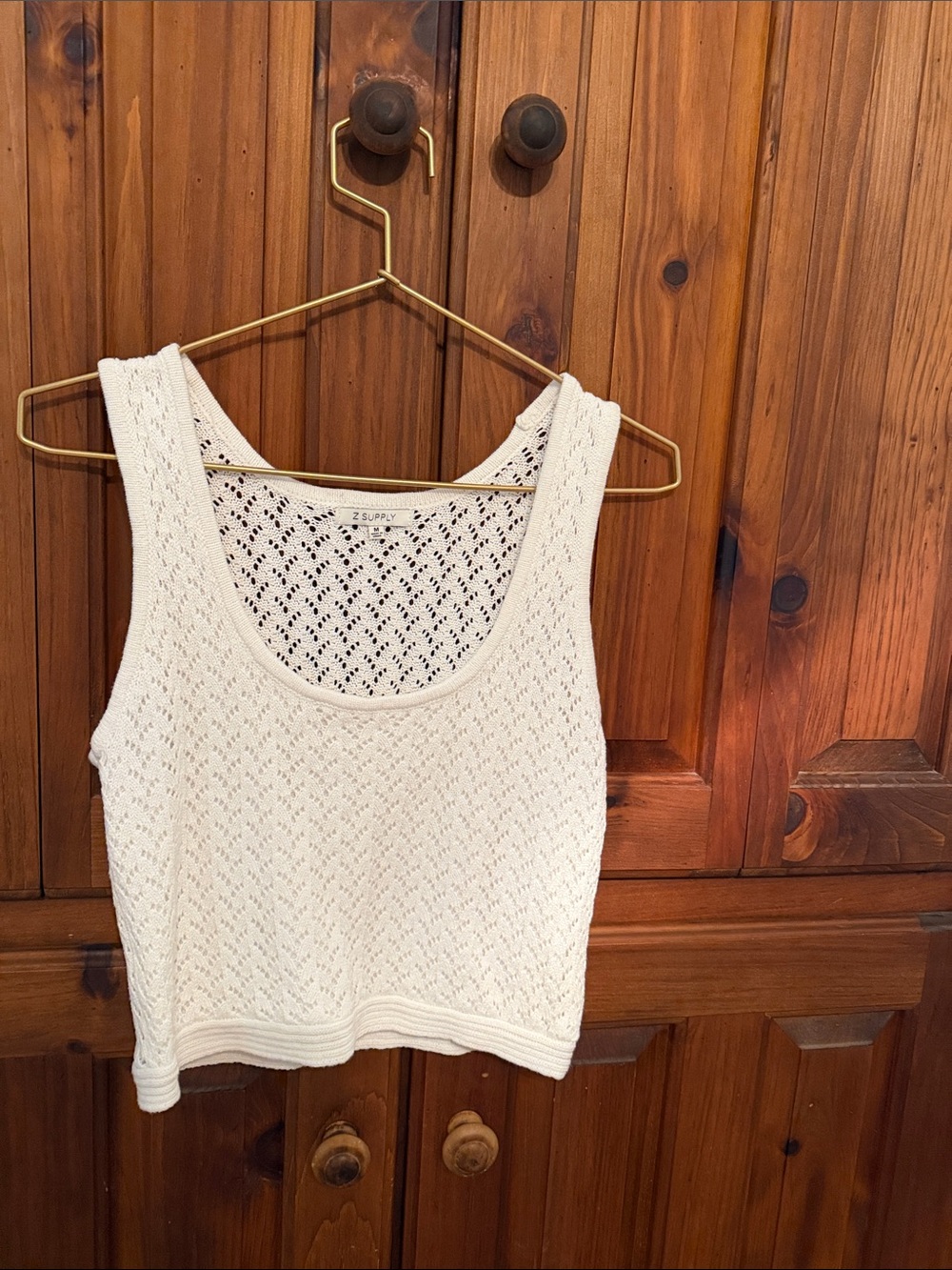 Z Supply Cream Open-Knit Scoop Neck Tank